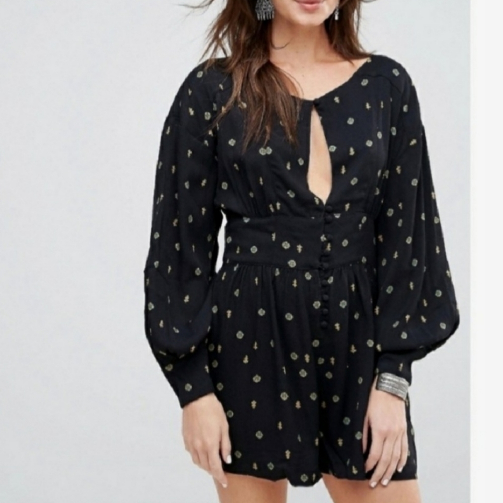 NWT FREE PEOPLE Black Love Grows Romper